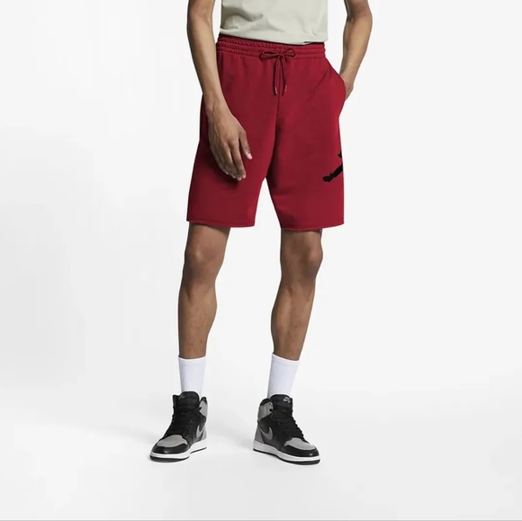Nike Air Jordan Men's Jumpman Fleece Shorts Red/Black - Picture 2 of 8